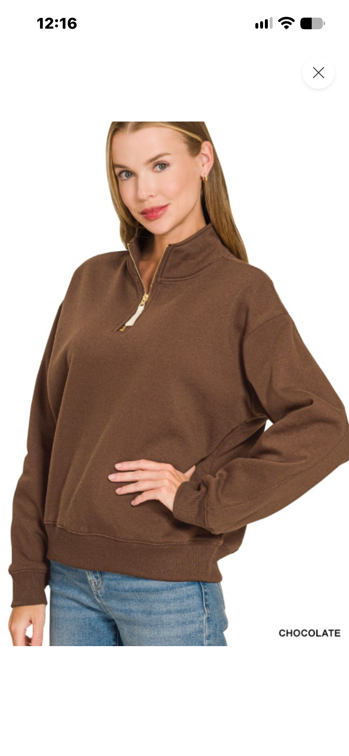 Maroon half zip sweatshirt