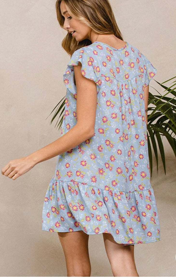 Ruffle Sleeve Tunic Dress