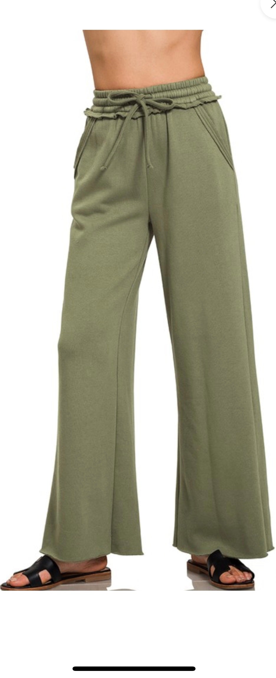 Olive Raw Hem Sweatpants