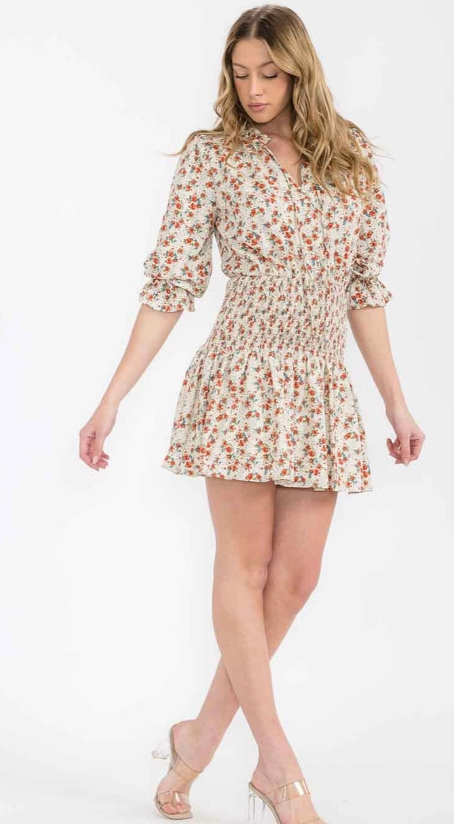 3/4 Sleeve Floral Dress
