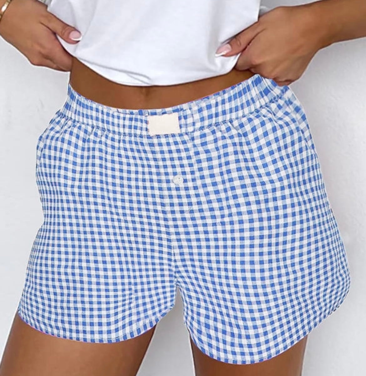 Vintage blue gingham shorts
