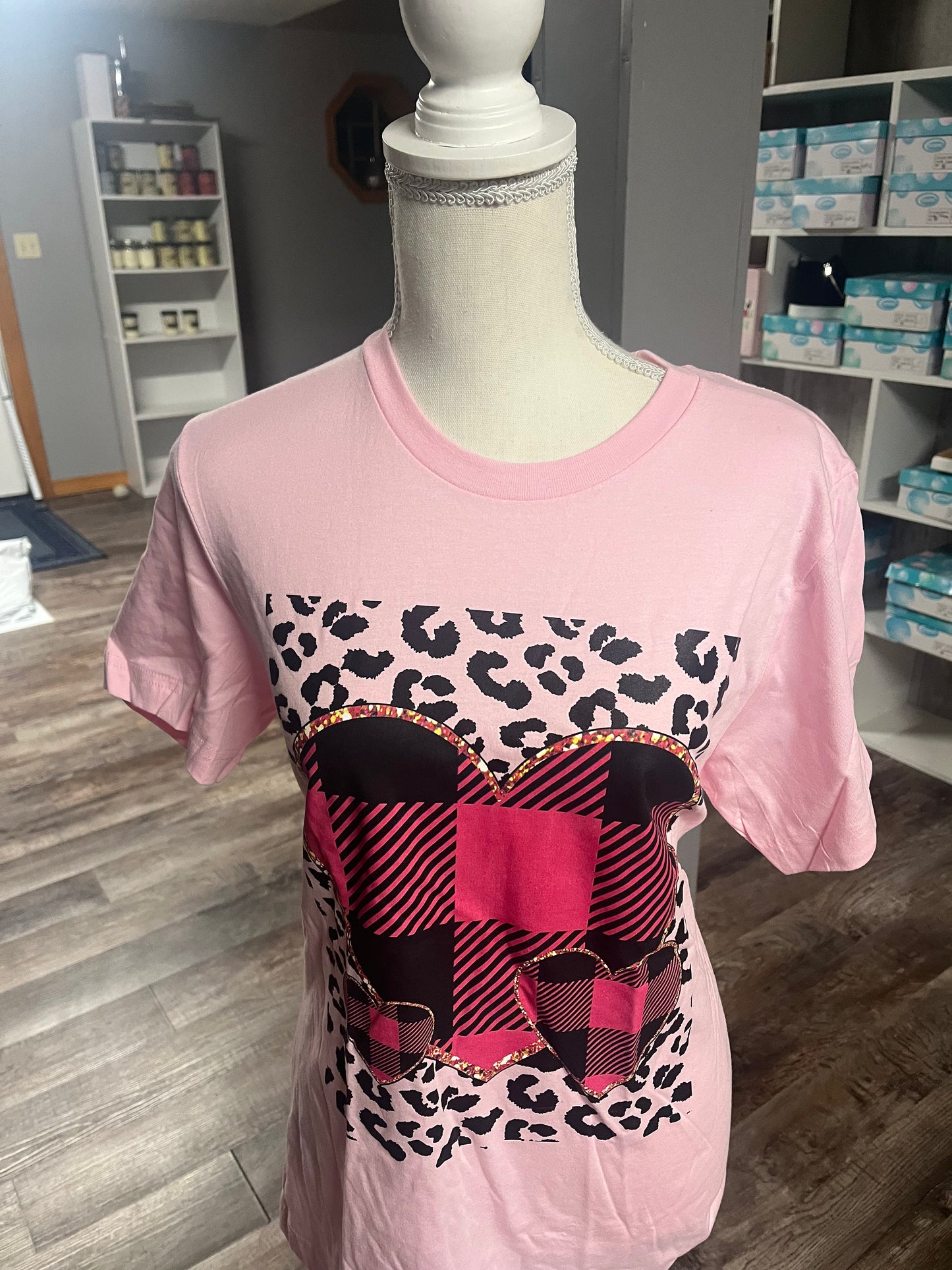 Pink Cheetah & Hearts Tee