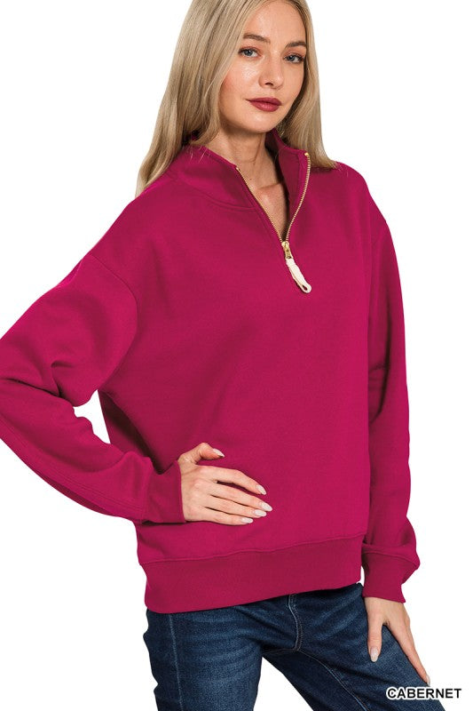 Maroon half zip sweatshirt