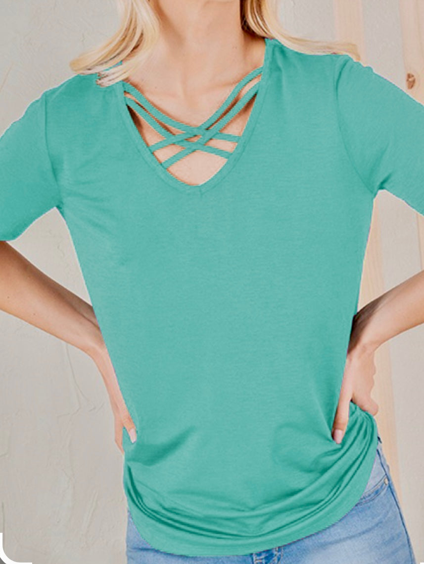 Curvy criss cross top