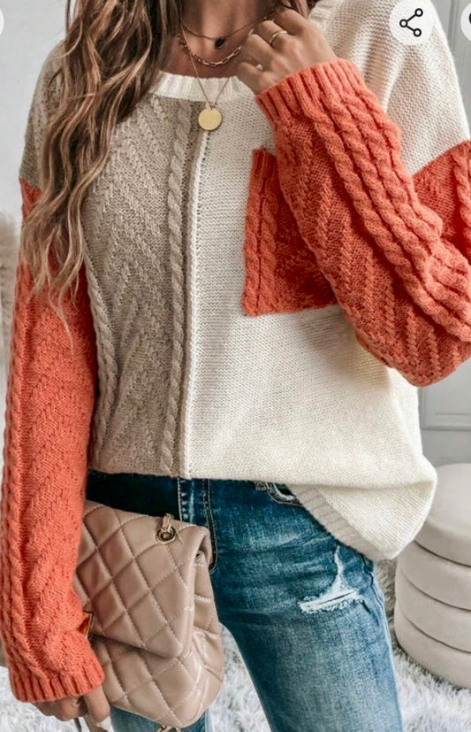 Orange and tan sweater