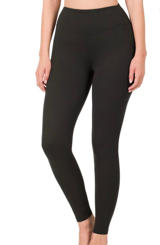 Black microfiber wide band leggings