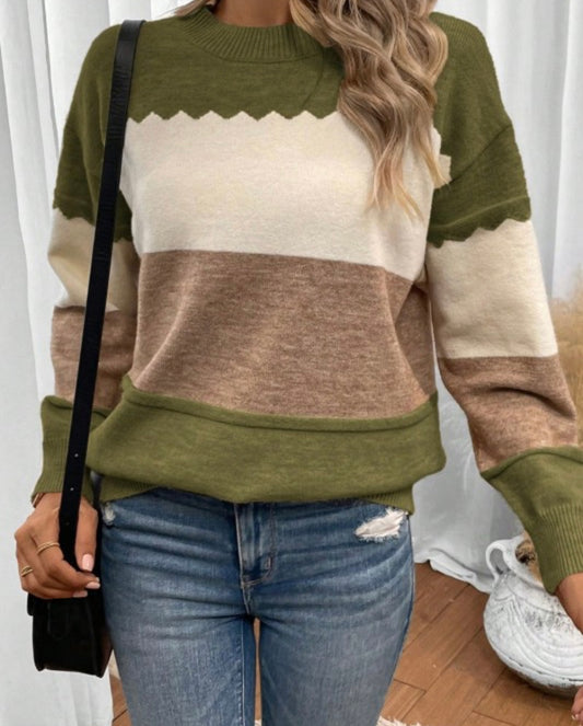 Olive and Tan sweater