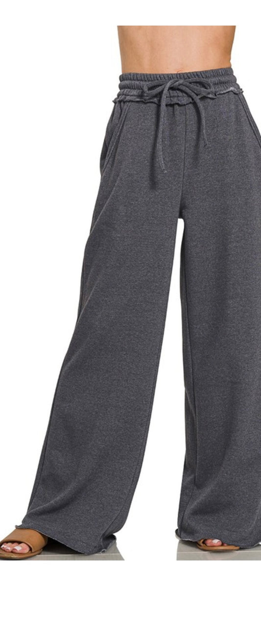 Charcoal Raw Hem Sweatpants
