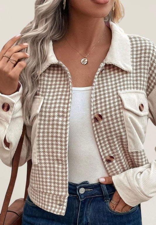 Houndstooth cropped jacket