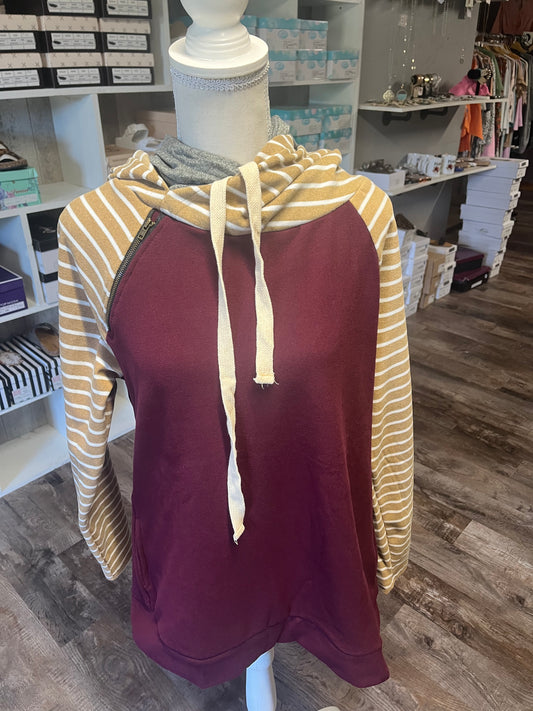 Maroon hooded top