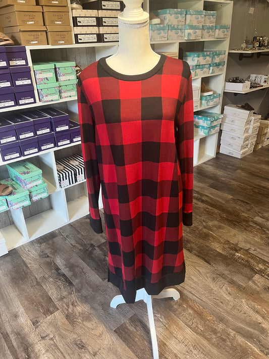 Red and black checked dress