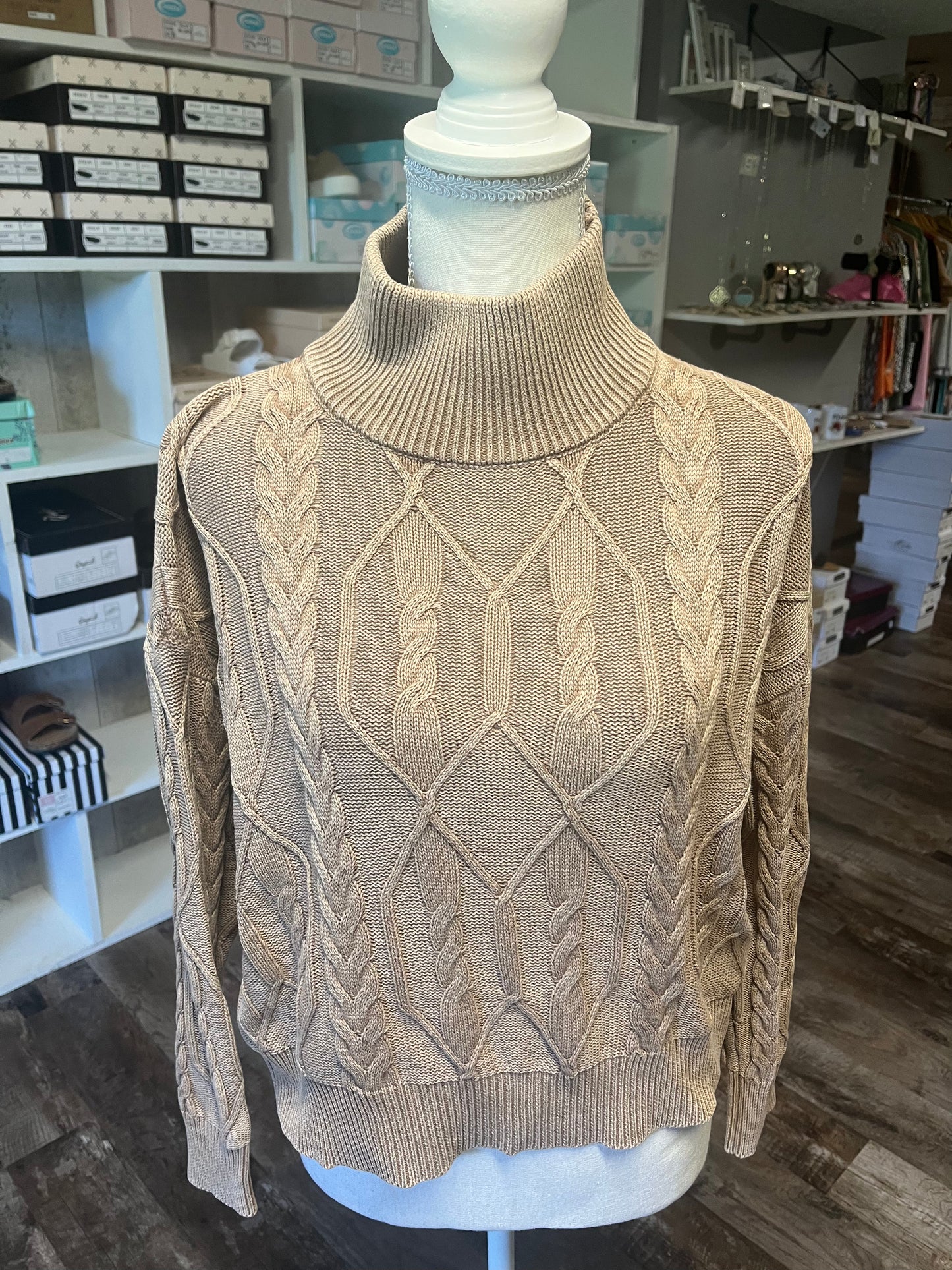 Light brown turtle neck cropped sweater