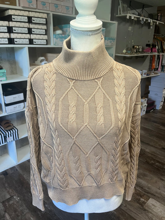 Light brown turtle neck cropped sweater