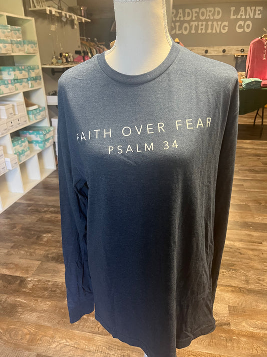 Navy Faith over Fear long sleeve Tee