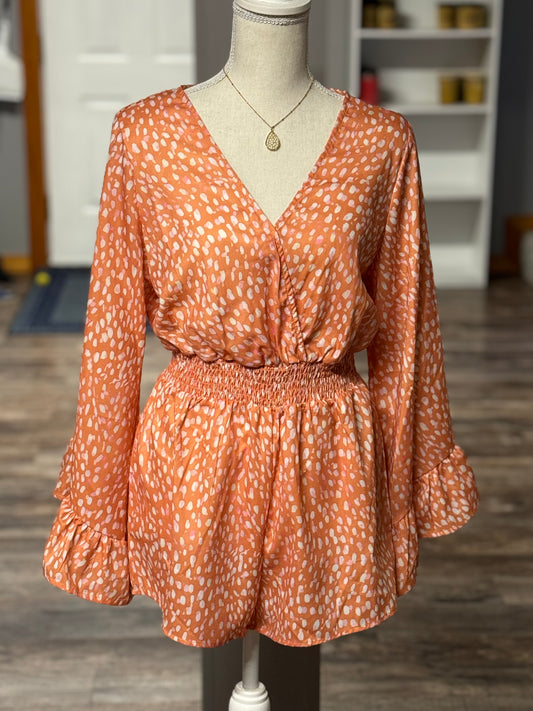 Peach Print Romper