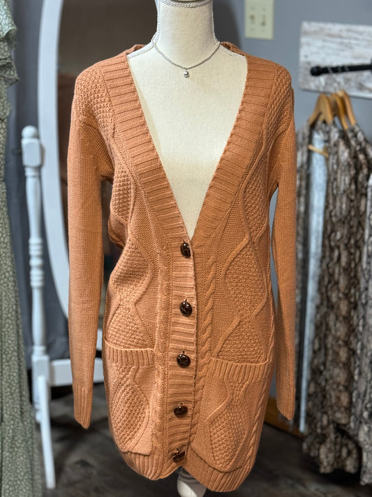 Peach Sweater Cardigan