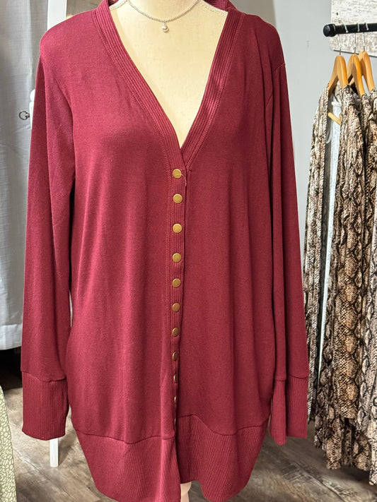 Maroon Plus Size Cardigan